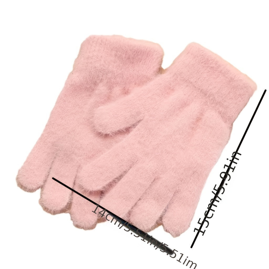 Warm Knitted Children's Gloves for Autumn/Winter