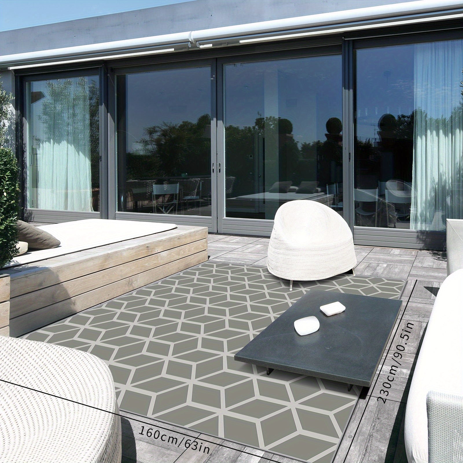 Non-slip Outdoor Area Rug Waterproof Patio Clearance Machine Washable