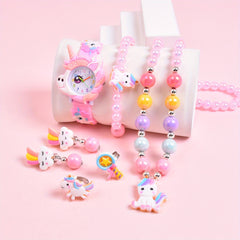 Girls Cartoon Pony Silicone Watch Band & Jewelry Set