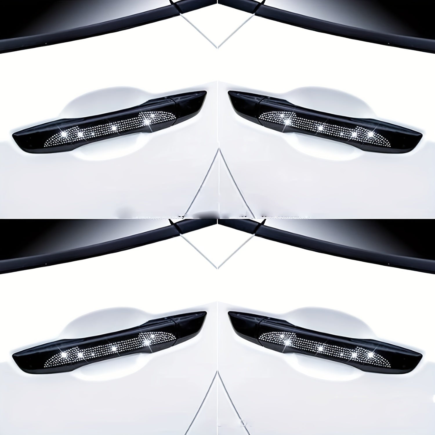 4Pcs Bling Car Door Sticker Scratch Resistant Protector Strip Handle Guard Film