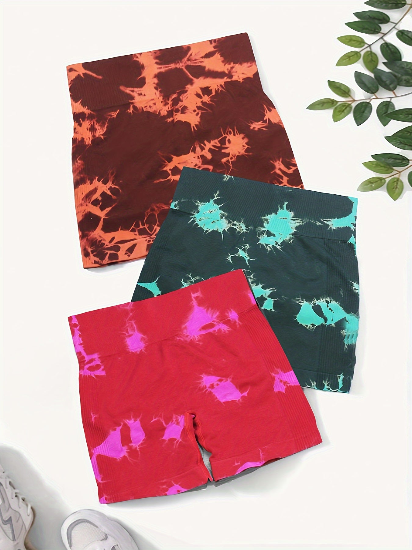 Tie Dye Yoga Shorts High Stretch Running Fitness Sports Shorts Women's Activewea