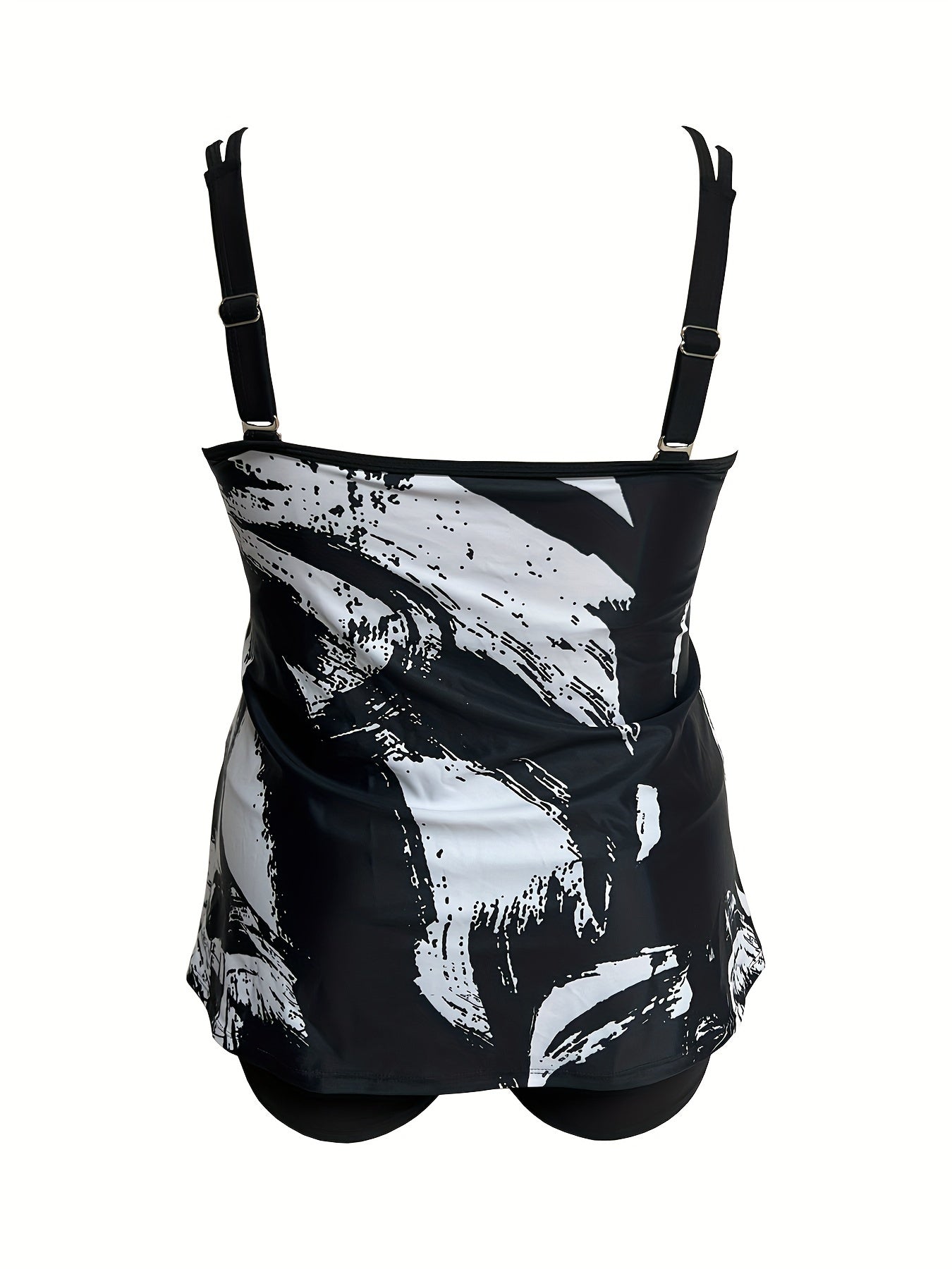 Modest Tankini Set Round Neck Cami Top & Shorts Swimsuit