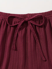 Lace Trim Lounge Set V Neck Cami Top & Elastic Waistband Pants