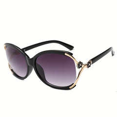 Round Frame Sunglasses Hollow Out Camellia Decor UV400