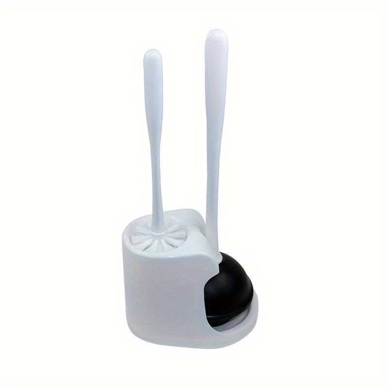 Toilet Plunger & Brush Set with Stand for Bathroom Cleaning