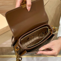 Light Brown Plaid Sling Bag for Women - Crossbody with Detachable Strap