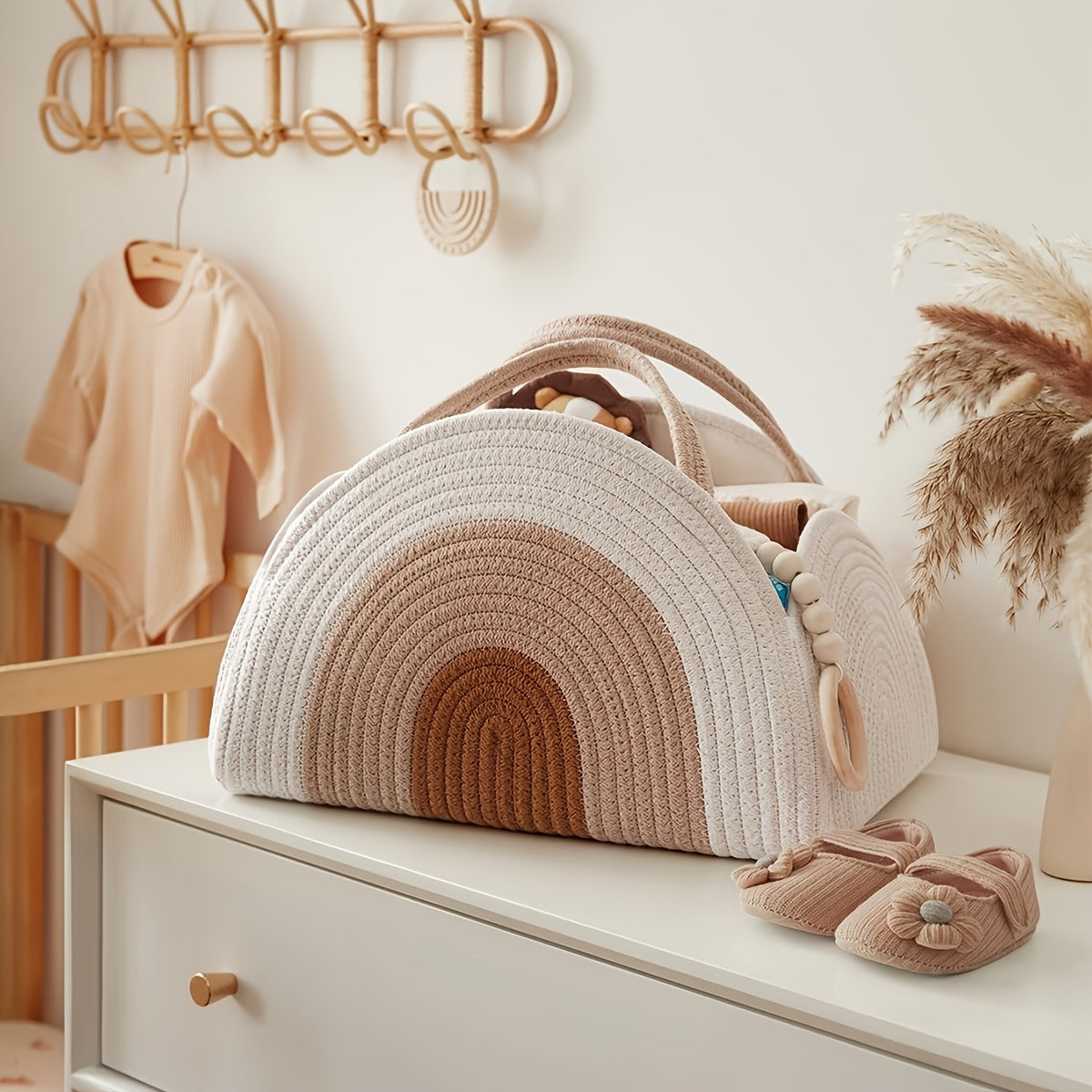 Large Capacity Diaper & Bottle Storage Bag Mommy Tote Linen Pink