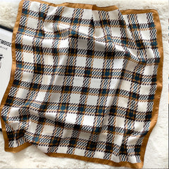 Classic Checkered Silk Scarf Gift For Her