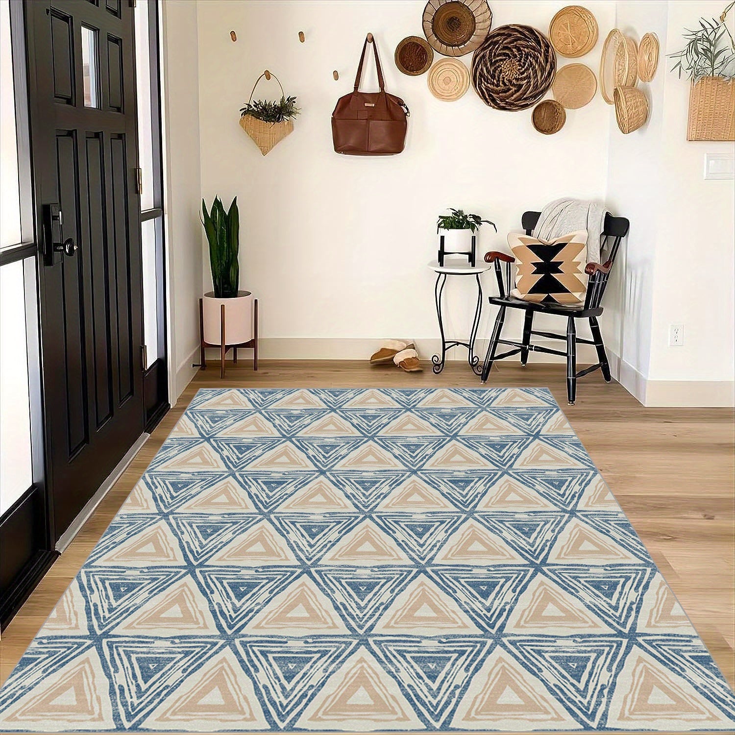 Soft Geometric Carpet Floor Mat for Living Room Bedroom - Machine Washable