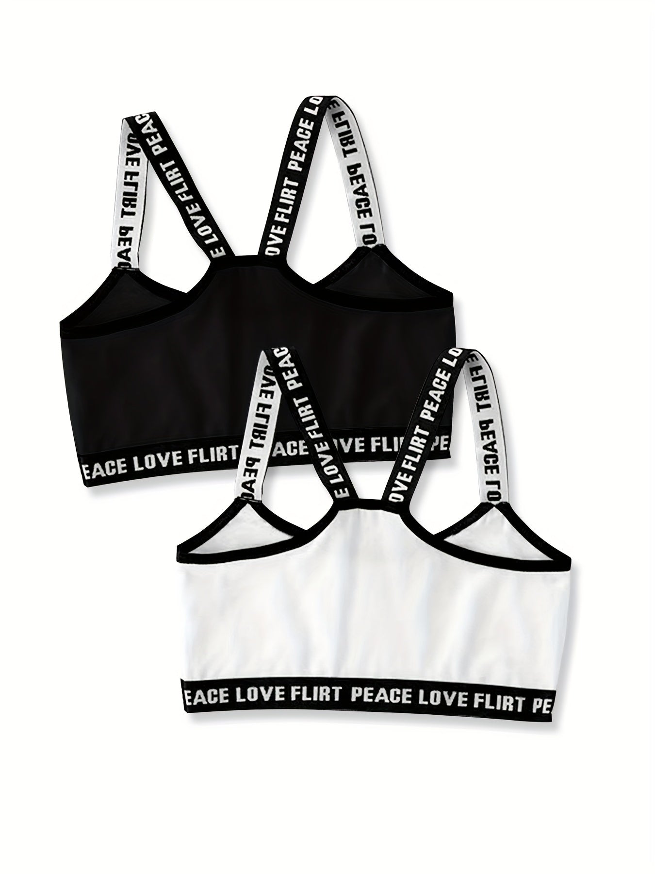 4pcs Girl's Sports Bra Letter Print Breathable Soft Bralette 7-14 Years Old