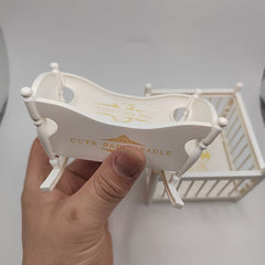 2pcs Cradle Bed and Beds Set for Dollhouses Mini Furniture Decor