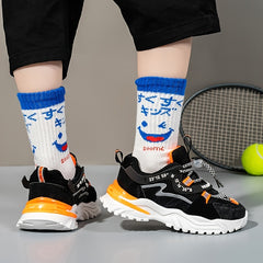 Boys Striped Mesh Sneakers with Platform