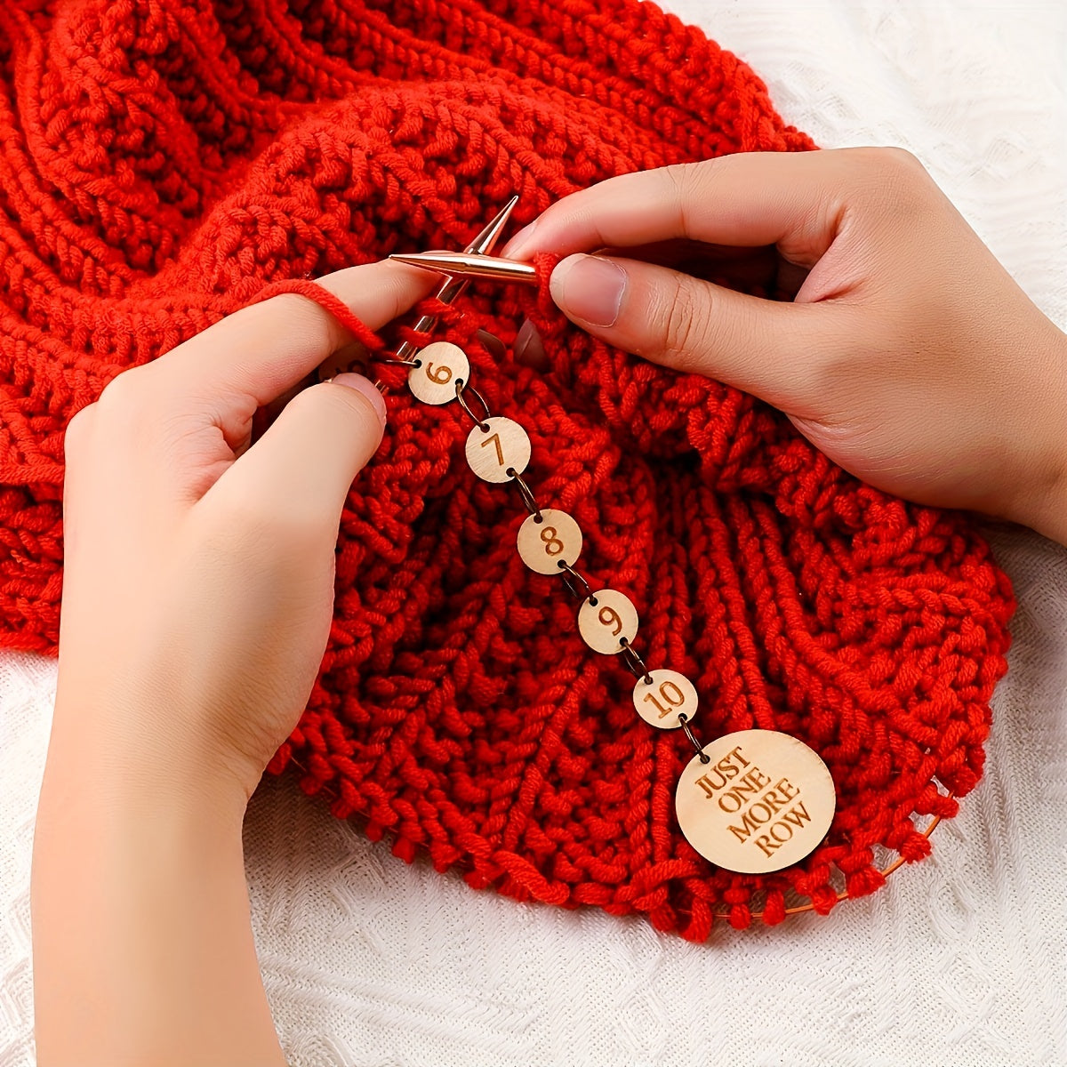 Single Chain Wooden Knit Counting Buckle Stitch Marker 1-10