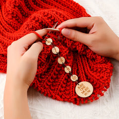 Single Chain Wooden Knit Counting Buckle Stitch Marker 1-10