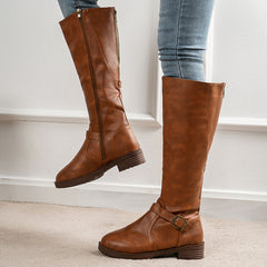 Wide Calf Zip Back Riding Boots for Women