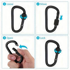 4pcs 7 Locking Hook Aluminum D Shape Clip For Outdoor Camping Hiking