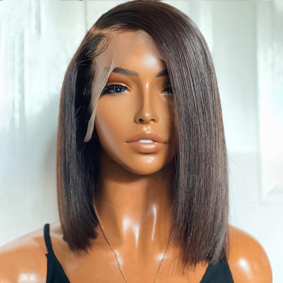 Straight Bob 13x4 Lace Front Human Hair Wig Brazilian Glueless Natrual 25cm
