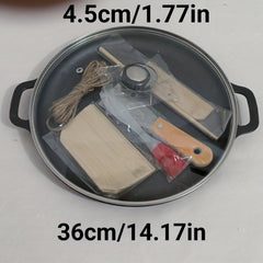 Cast Iron Pizza Pan with Lid 35 for Cooking Baking Grilling Kitchen Utensils