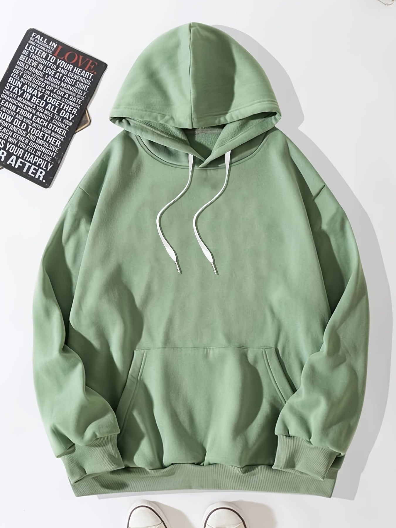 Solid Drawstring Loose Hoodie Casual Hooded Pocket Sweatshirt