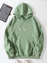 Solid Drawstring Loose Hoodie Casual Hooded Pocket Sweatshirt
