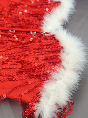 Christmas Sequin Tassel Lace Up Corset Bustier