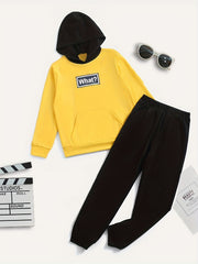 Boy's Clash Print 2pcs Hoodie & Sweatpants Set for Spring Fall