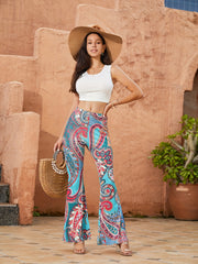 Boho Paisley Print Yoga Pants Bell Bottom Leggings
