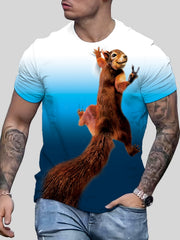 Squirrel Print Men's Tee for Summer