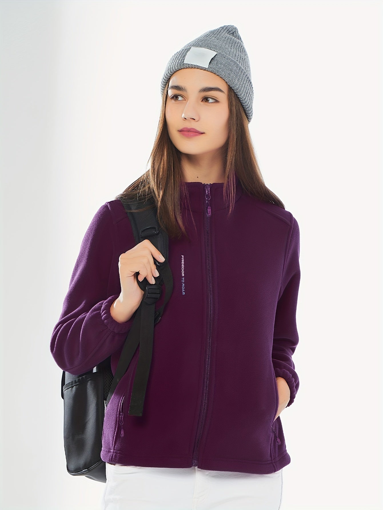 Casual Sweatshirt Jacket Mock Neck Zipper Pockets Sports Coat