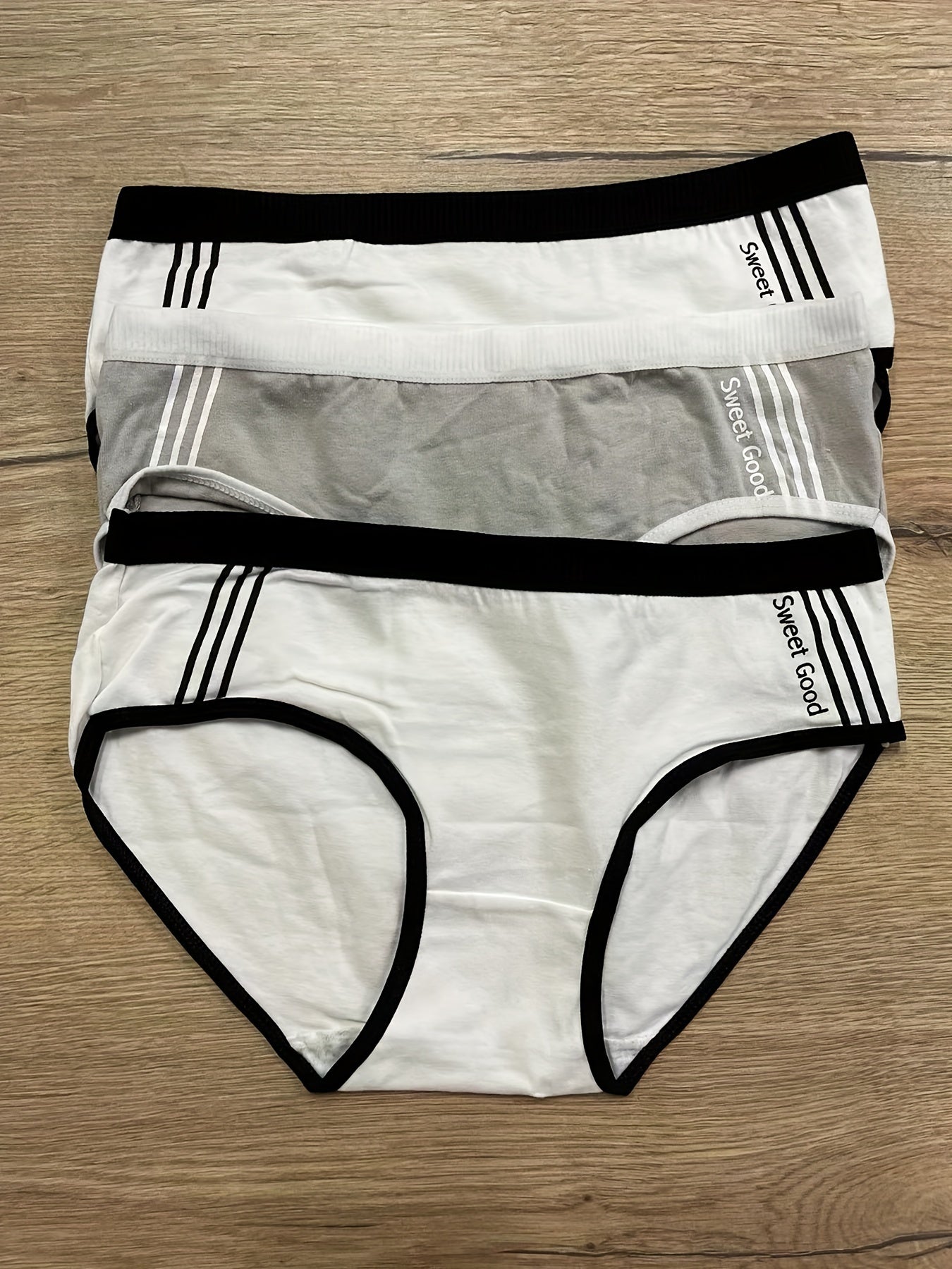 3pcs Colorblock Briefs Comfy & Stretchy Intimates Panties Womens Lingerie