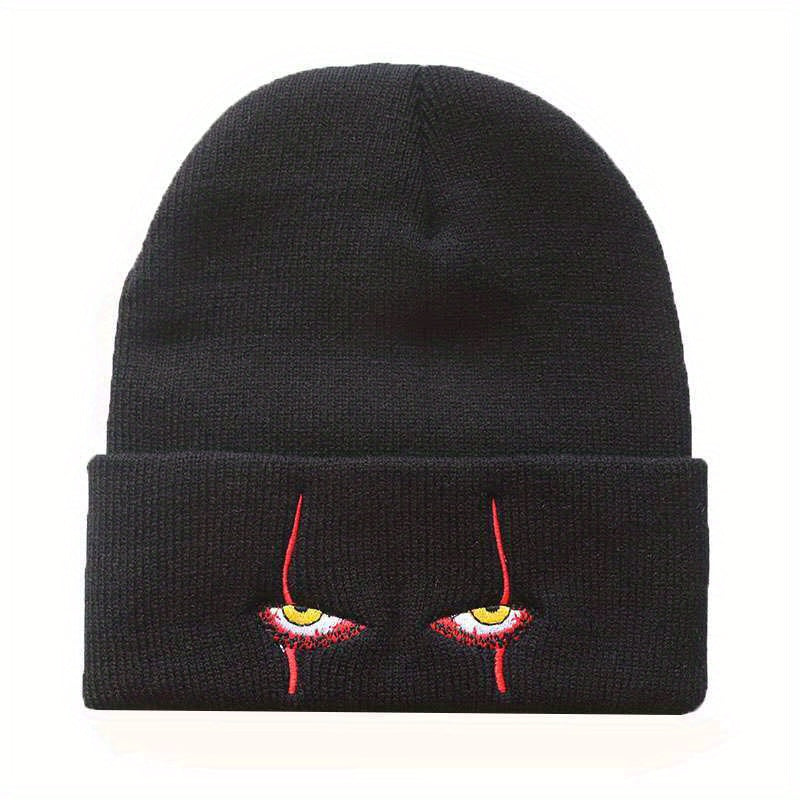 Scary Eyes Embroidery Beanie Horror Elastic Knit Hat Hip Hop