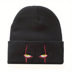 Scary Eyes Embroidery Beanie Horror Elastic Knit Hat Hip Hop
