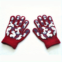 Kids Winter Knitted Gloves Elastic Grip Warm Keeping Children's Gloves