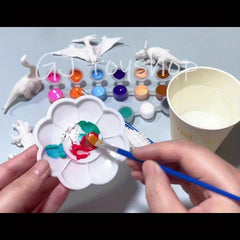 11pcs Kids Painting Set 6 Dinosaurs 12 Colors 2 Brushes 1 Palette PVC Material
