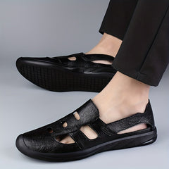 Men's No Tie Slip On Leather Sandals Smart Casual Walking Shoes