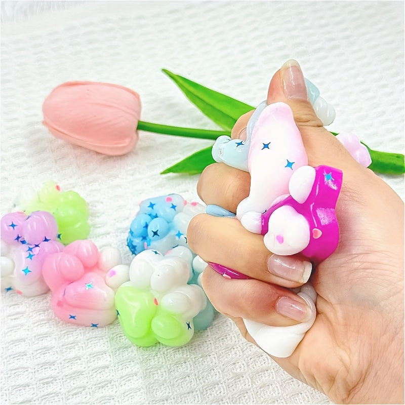 Colorful Rainbow Cat Paw Squeeze Toys Soft Finger Friendly for Kids & Adults