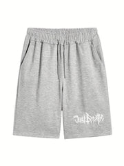 Men's Letter Print Athletic Shorts Drawstring Fitness Gym Outdoor Summer