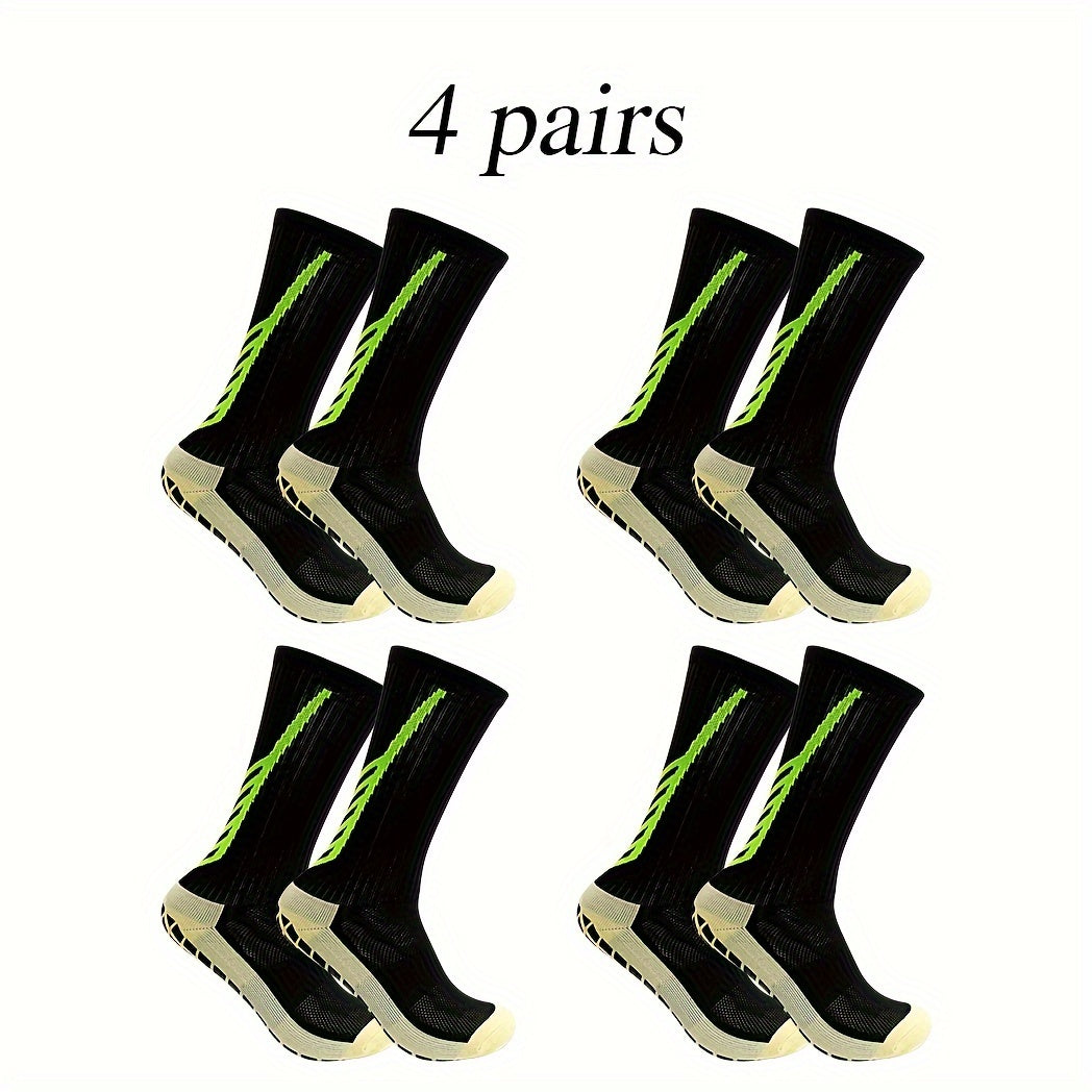 4 Pairs Non Slip Striped Football Socks