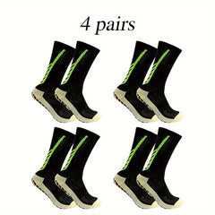 4 Pairs Non Slip Striped Football Socks