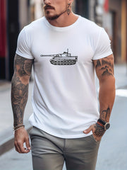 Men's Printed Leisure Sports T shirt Casual Round Neck Tee Shirt