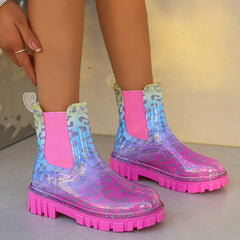 Pink Gradient Medium Tube Rain Boots