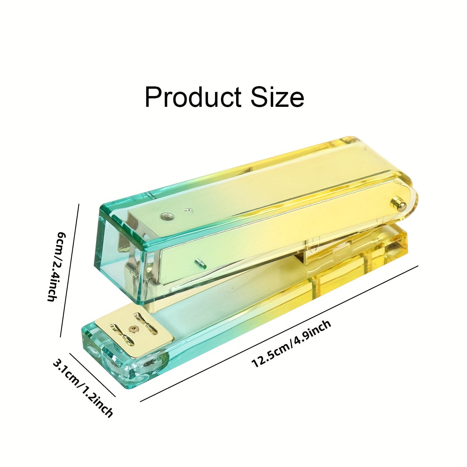 Yellow Gradient Stapler Transparent Acrylic Office Students