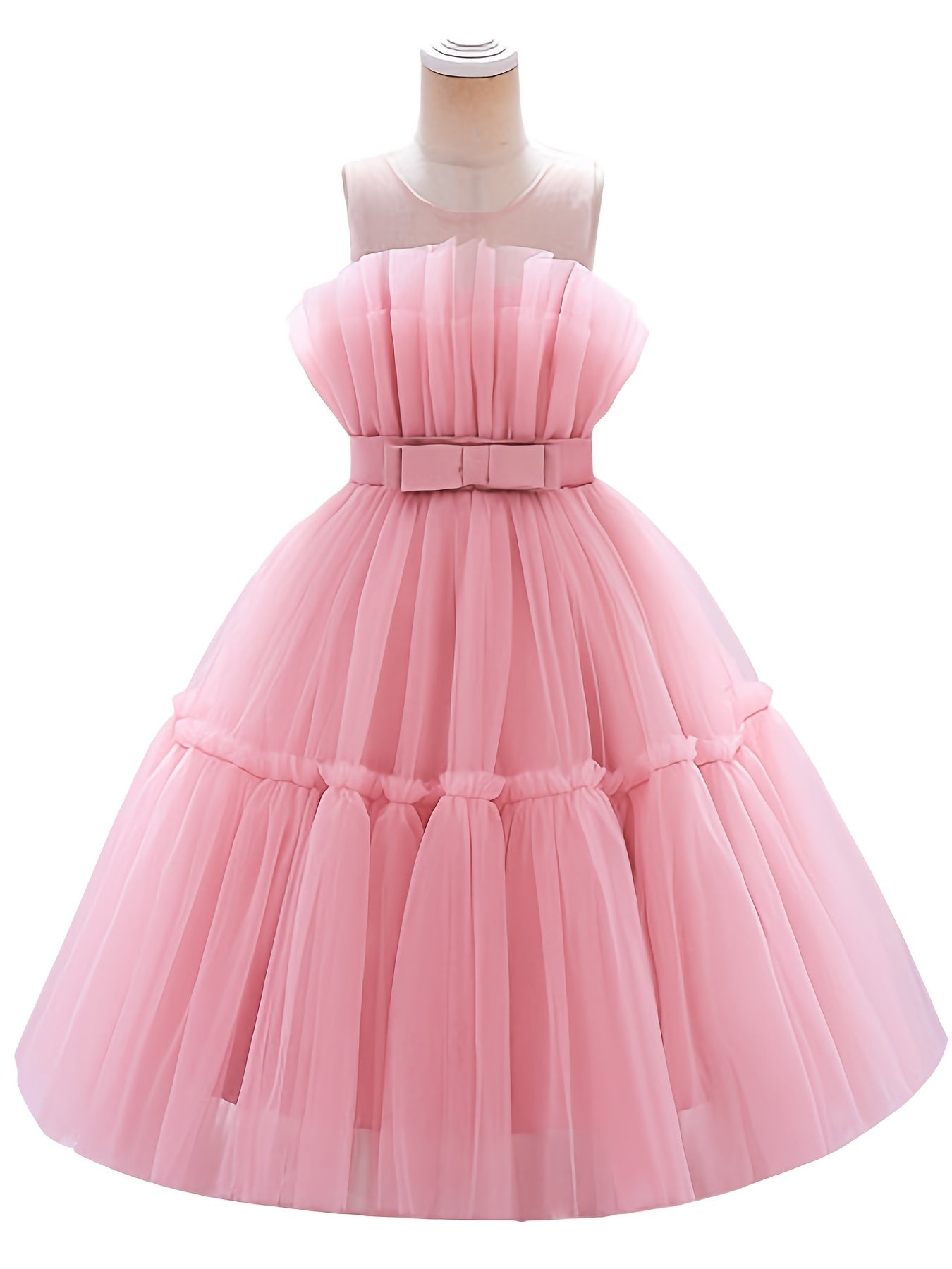 Sleeveless Puffy Princess Dress Bow Tulle Tutu Dress Wedding Flower Girls