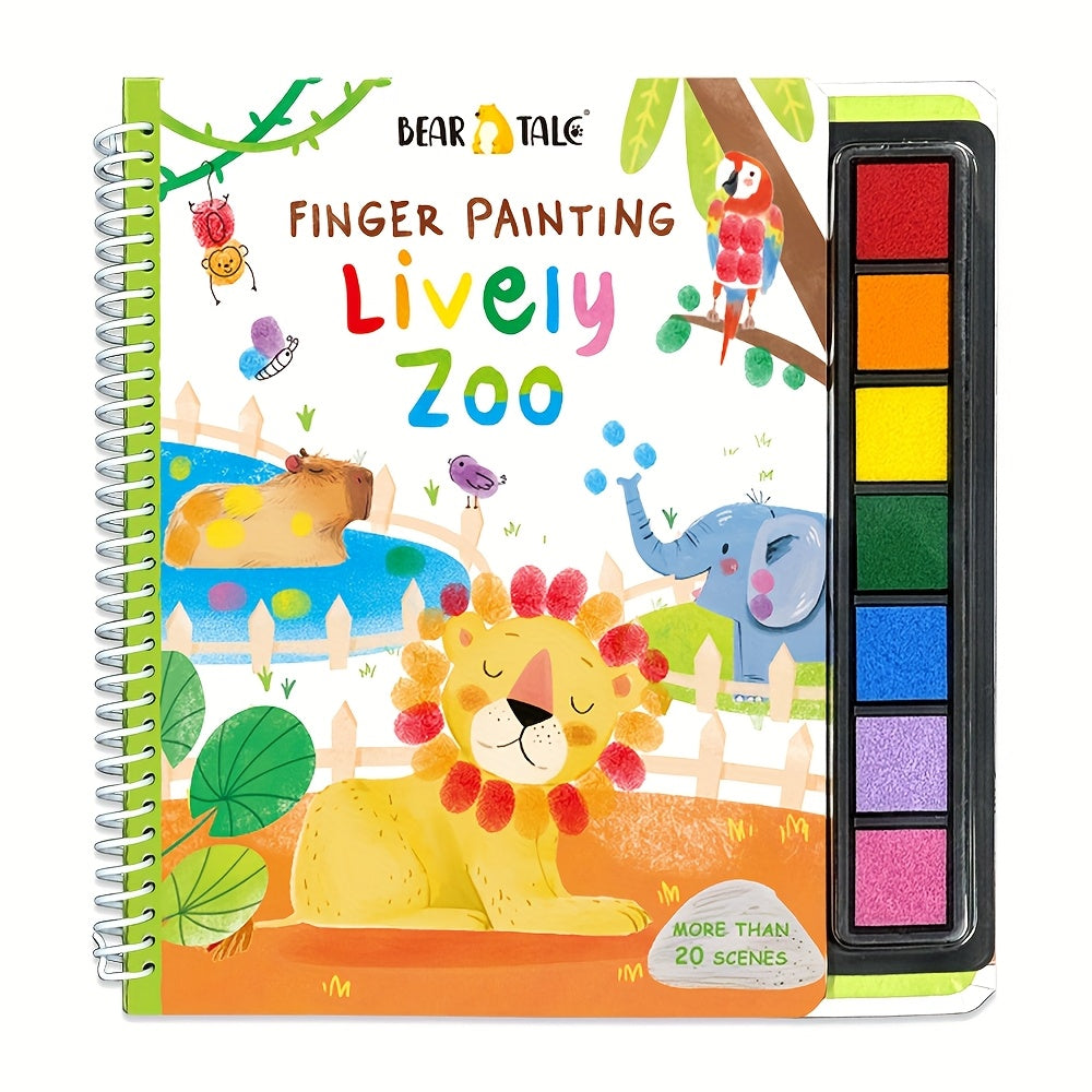 Lively Zoo Finger Painting Book 30 Scenes Washable Non Toxic Quiet Book