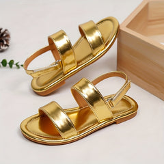 Girls Solid Open Toe Sandals Lightweight Breathable Vacation Beach Shoes