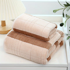 2pcs Striped Towel Set Soft Absorbent