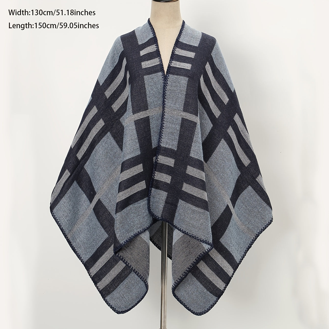 Dark Plaid Scarf Winter Warm Large Blanket Shawl Casual Wrap Accessory