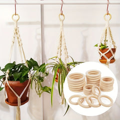 20pcs 70mm Natural Wooden Rings for DIY Crafts & Jewelry Making
