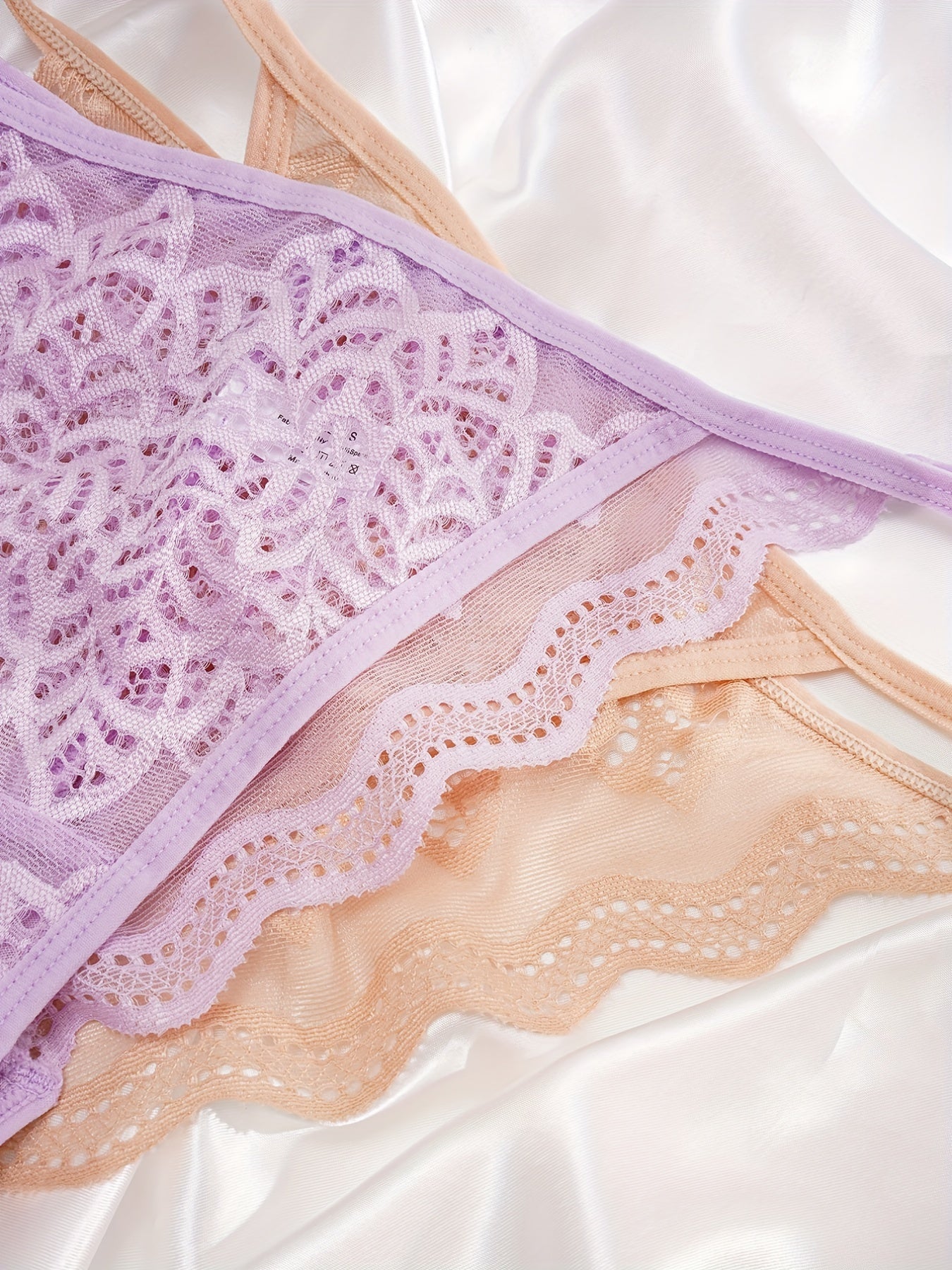 5pcs Lace Briefs Scallop Trim Panties Women's Lingerie