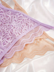 5pcs Lace Briefs Scallop Trim Panties Women's Lingerie
